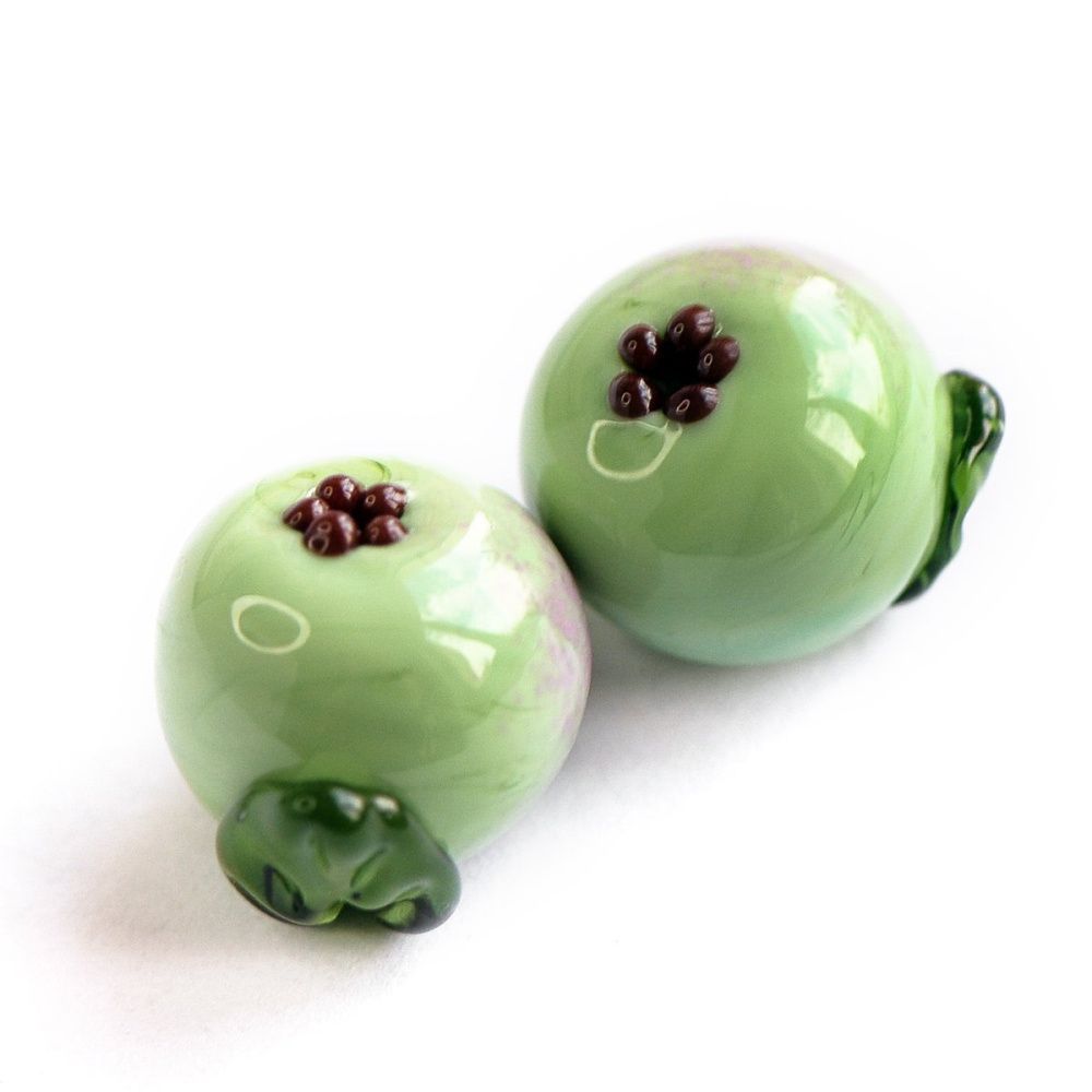 бусина, мурано "яблоко", зеленый, 15х14 мм