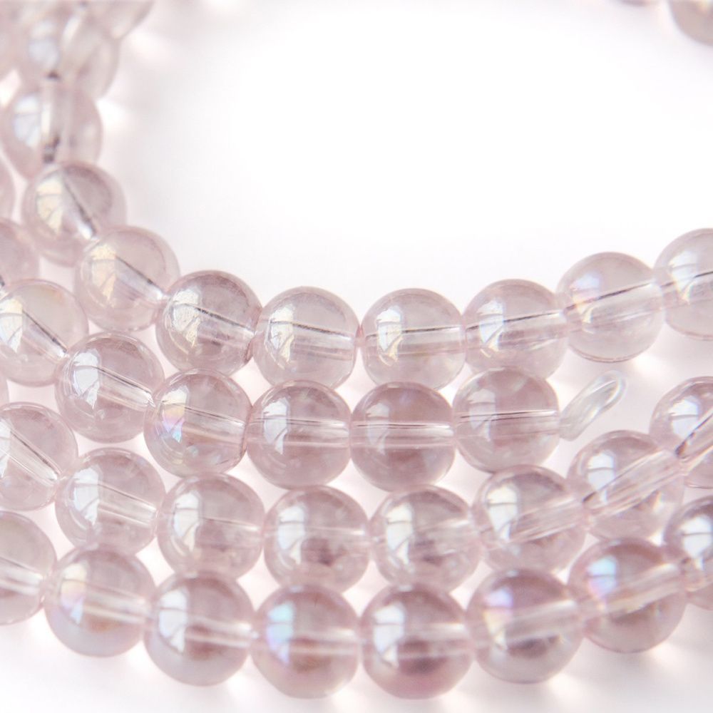 бусина, стекло 8, цвет розовый ав, 8 мм