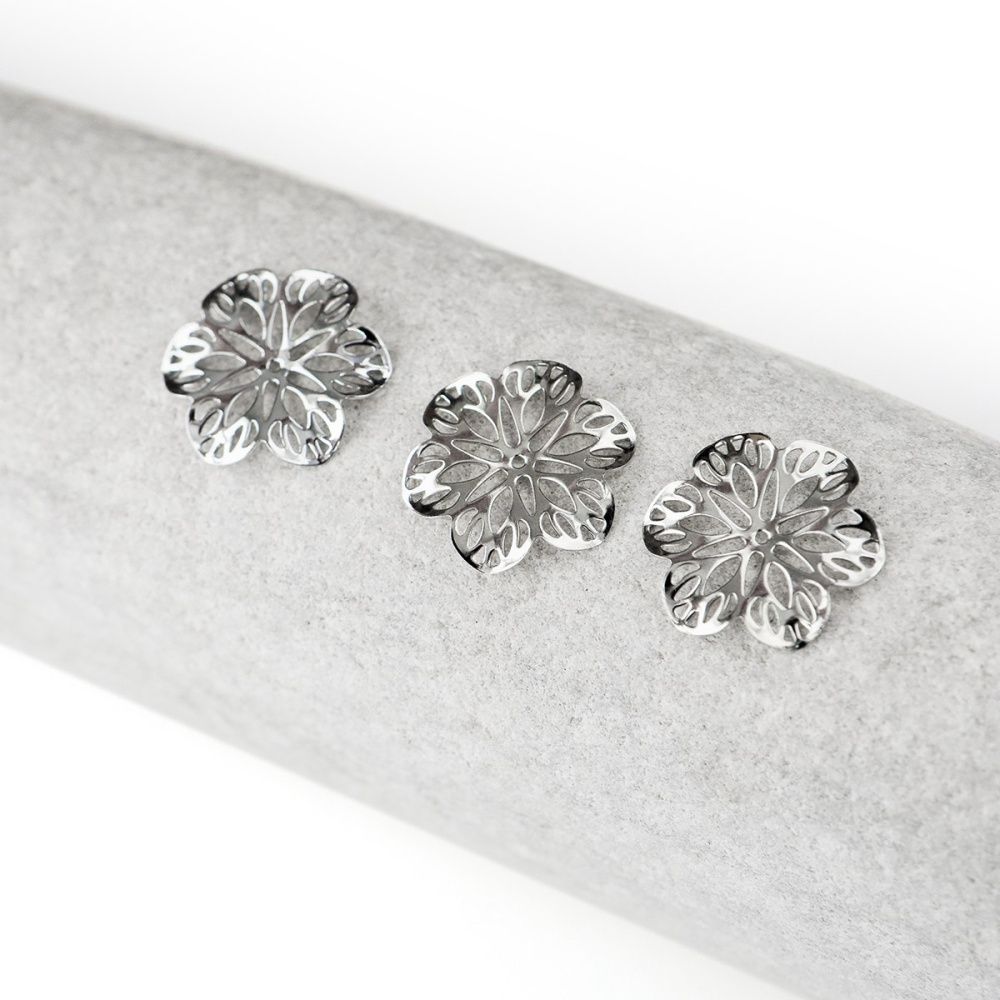 коннектор "филигрань анемон", цвет платина, 21x2 мм 