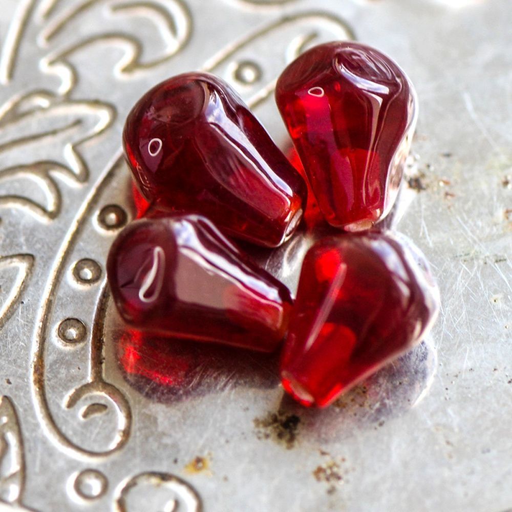 бусина, мурано "зерно граната", красный, 11х9 мм