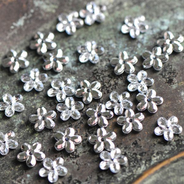 стразы пришивные "грани", акрил, цветок, цвет cristal, 8x8x2 мм