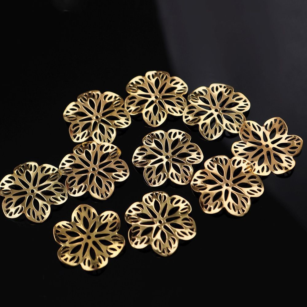 коннектор "филигрань анемон", цвет золото, 21x2 мм 