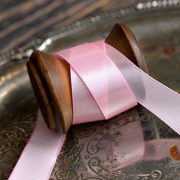 лента, атлас, цвет розовый, ширина 15 мм ленты