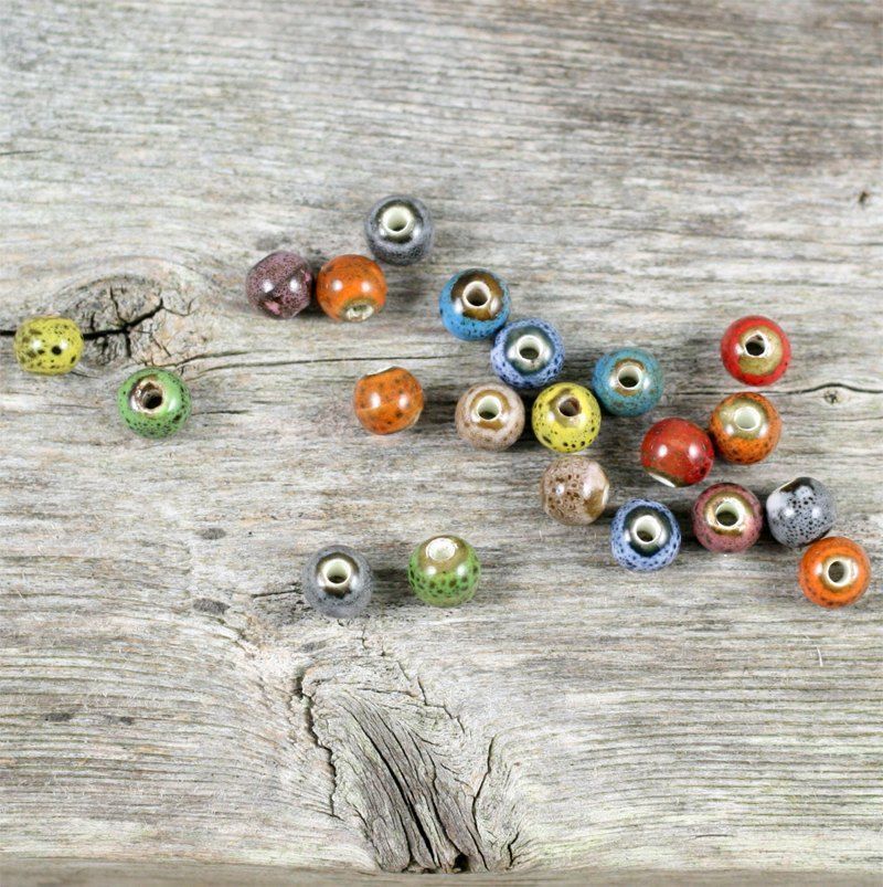 бусина, керамика "антик", цветовой микс, 6 мм