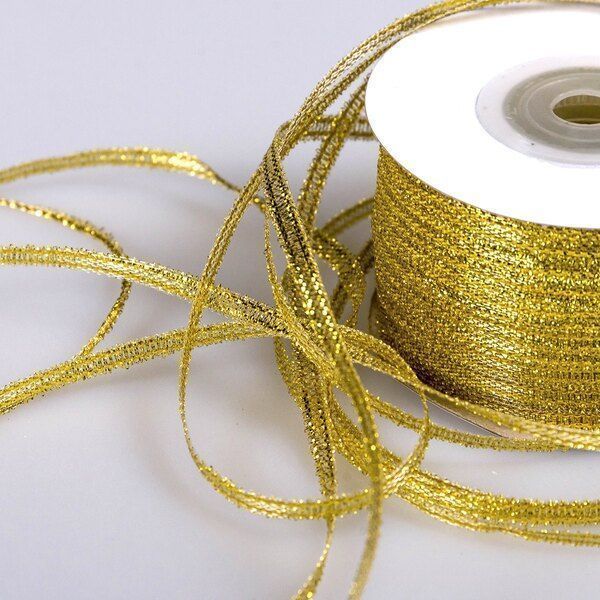 лента парчовая, цвет золото, ширина 3 мм