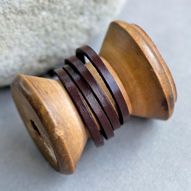 шнур кожаный, плоский, цвет кофе, 3х2 мм