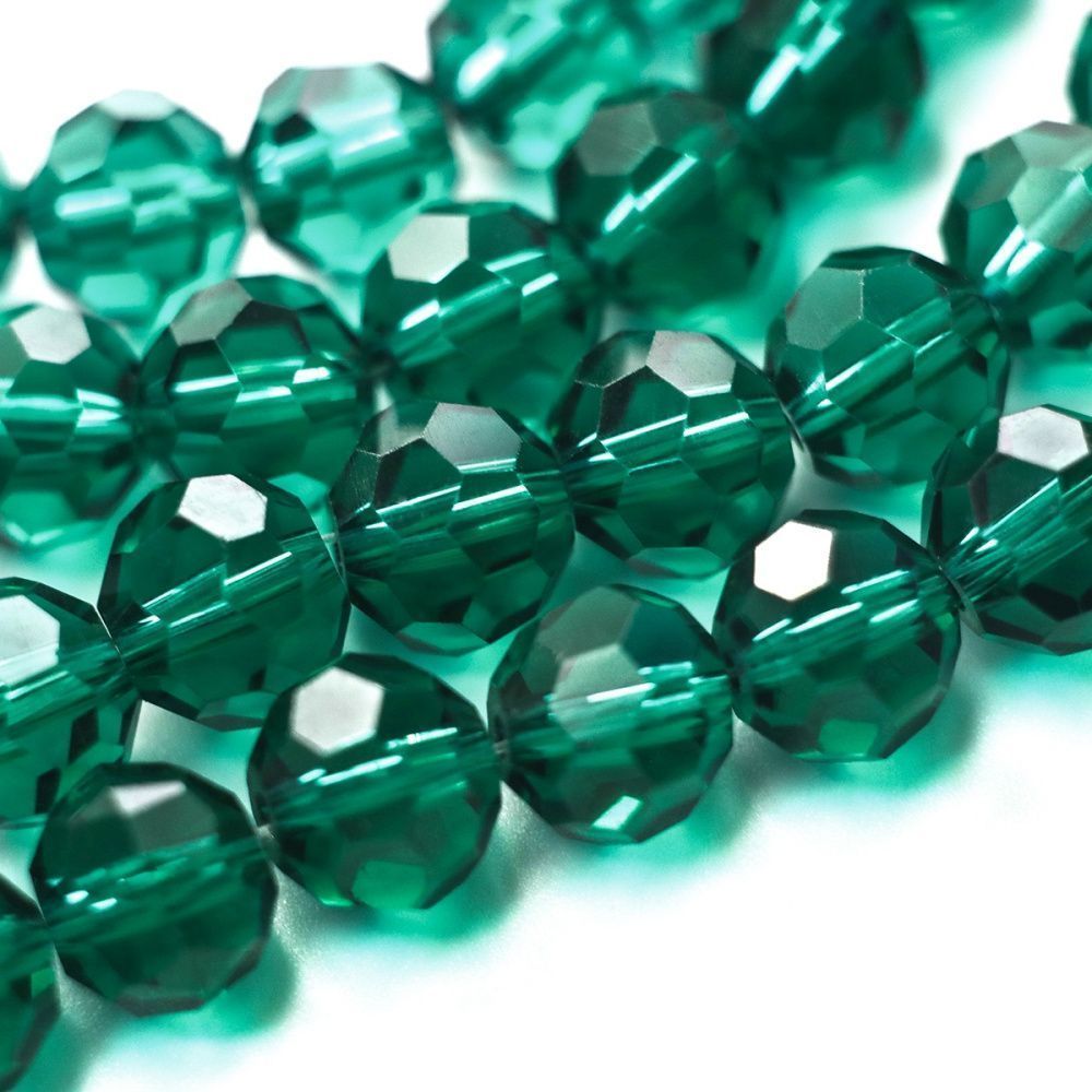 бусина, стекло 10, граненая, цвет морской волны, 10 мм