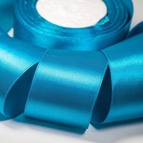 лента, атлас, цвет бирюзовый, ширина 50 мм ленты