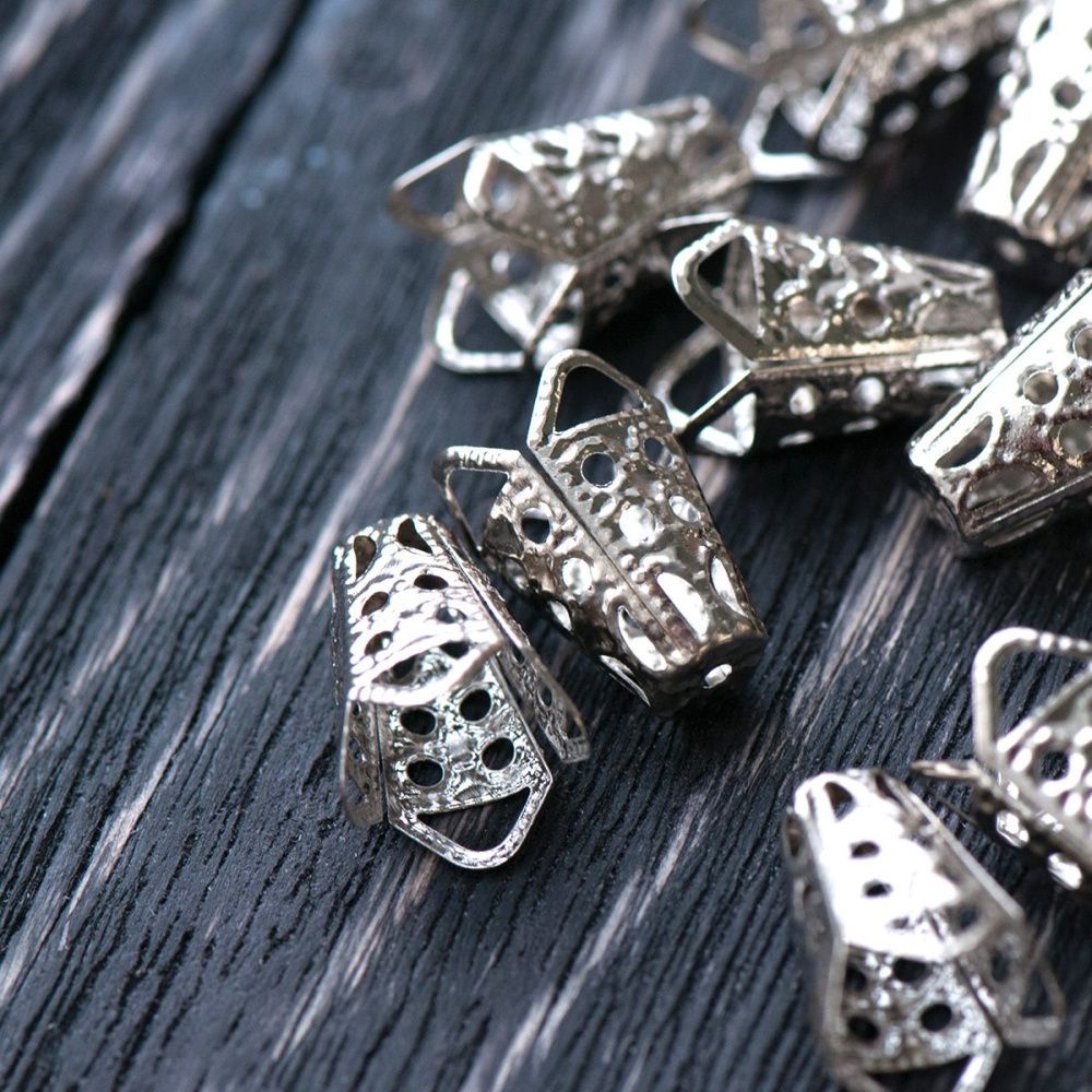 колпачок для бусин "ведерко", цвет платина, 16х10 мм