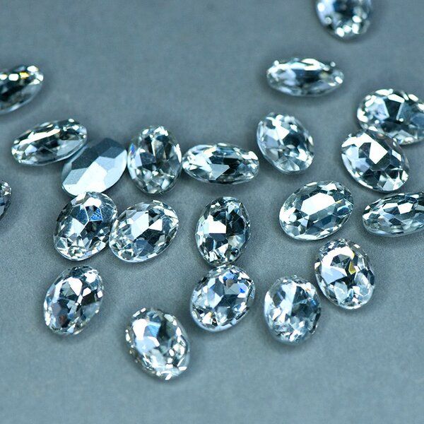 кабошон стекло кристалл, овальный, цвет crystal, 14х10 мм