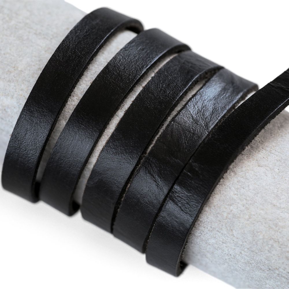 шнур кожаный, плоский, цвет черный, 10х2.5 мм