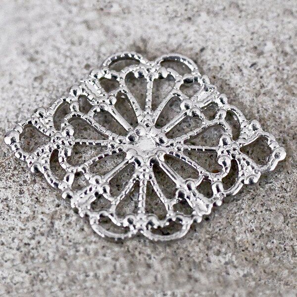 коннектор "филигрань витраж", цвет платина, 21.5x15 мм