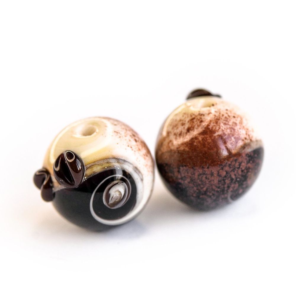 бусина, мурано "тирамису", круглая,14-15 мм