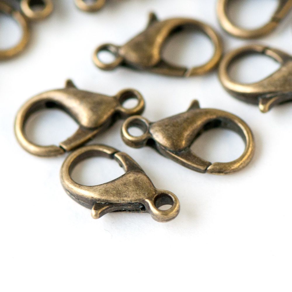 Замочки замочек-лобстер, цвет античная бронза, 13x8 мм