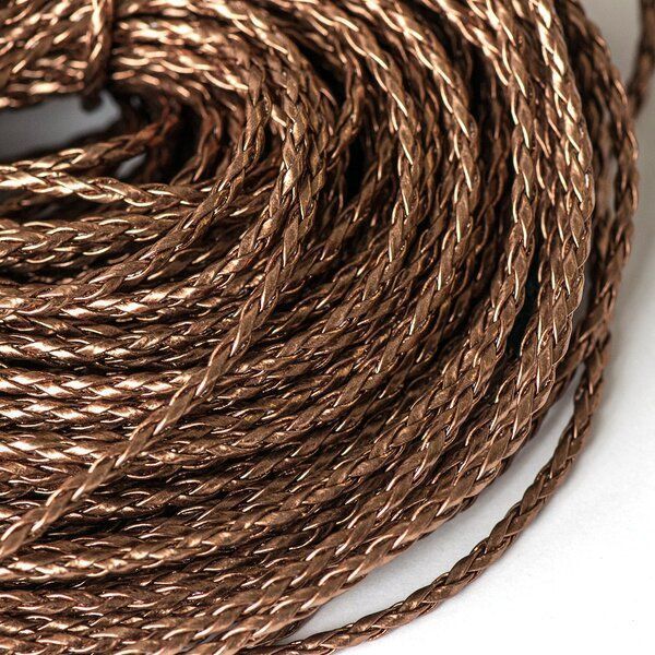 шнур, имитация кожи, плетеный, цвет бронзовый, 3 мм