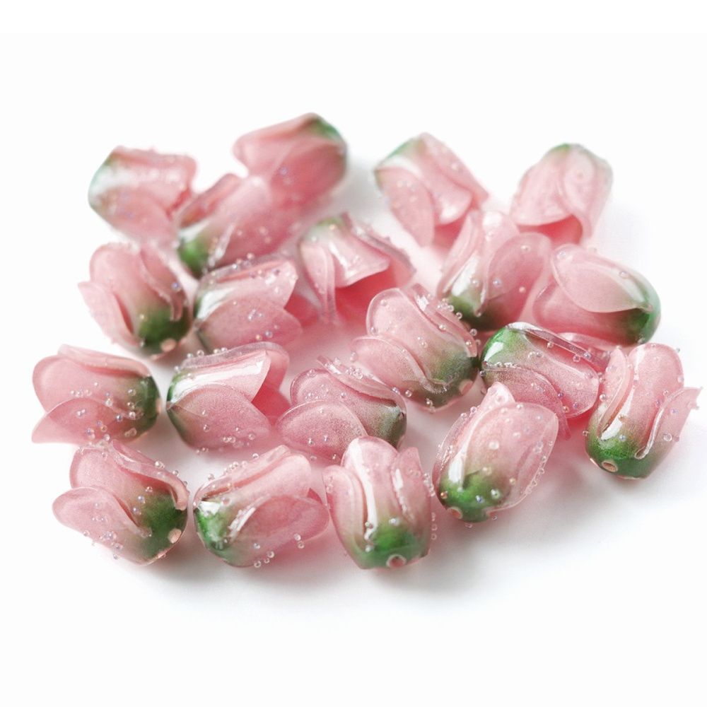 бусина, акрил "тюльпан", цвет увядшей розы, 15x13x10 мм