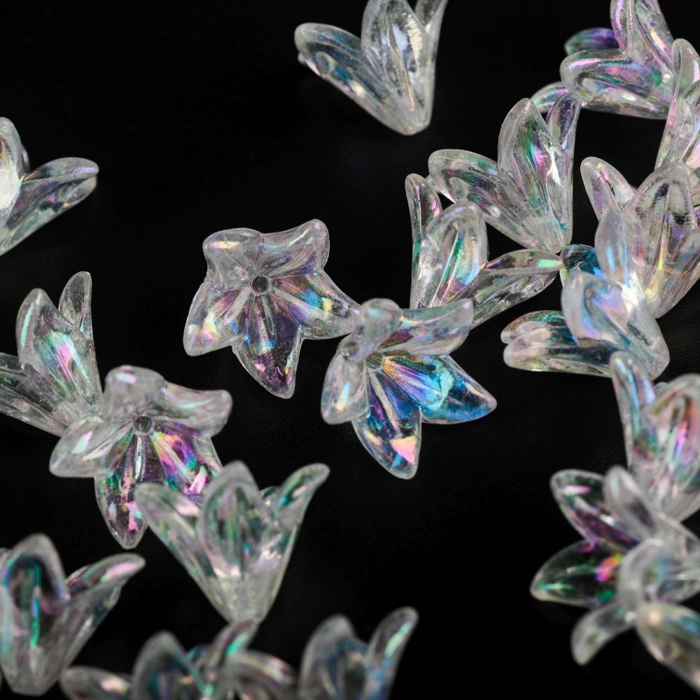 бусина, акрил "лилия", цвет прозрачный ав, 16x12 мм