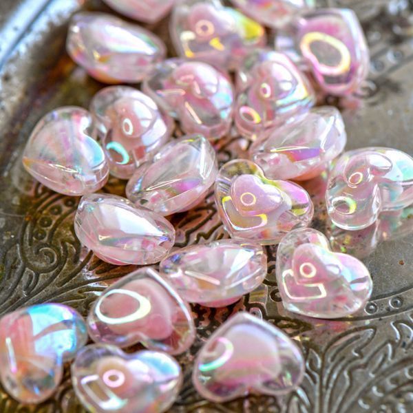 бусина, акрил "сердце", цвет розовый ав, 13x17x9.5мм