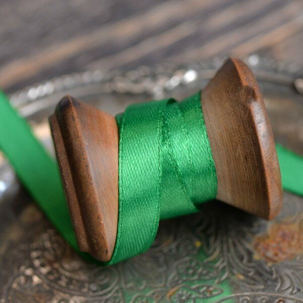 лента, атлас, цвет травяной зеленый, ширина 10 мм ленты