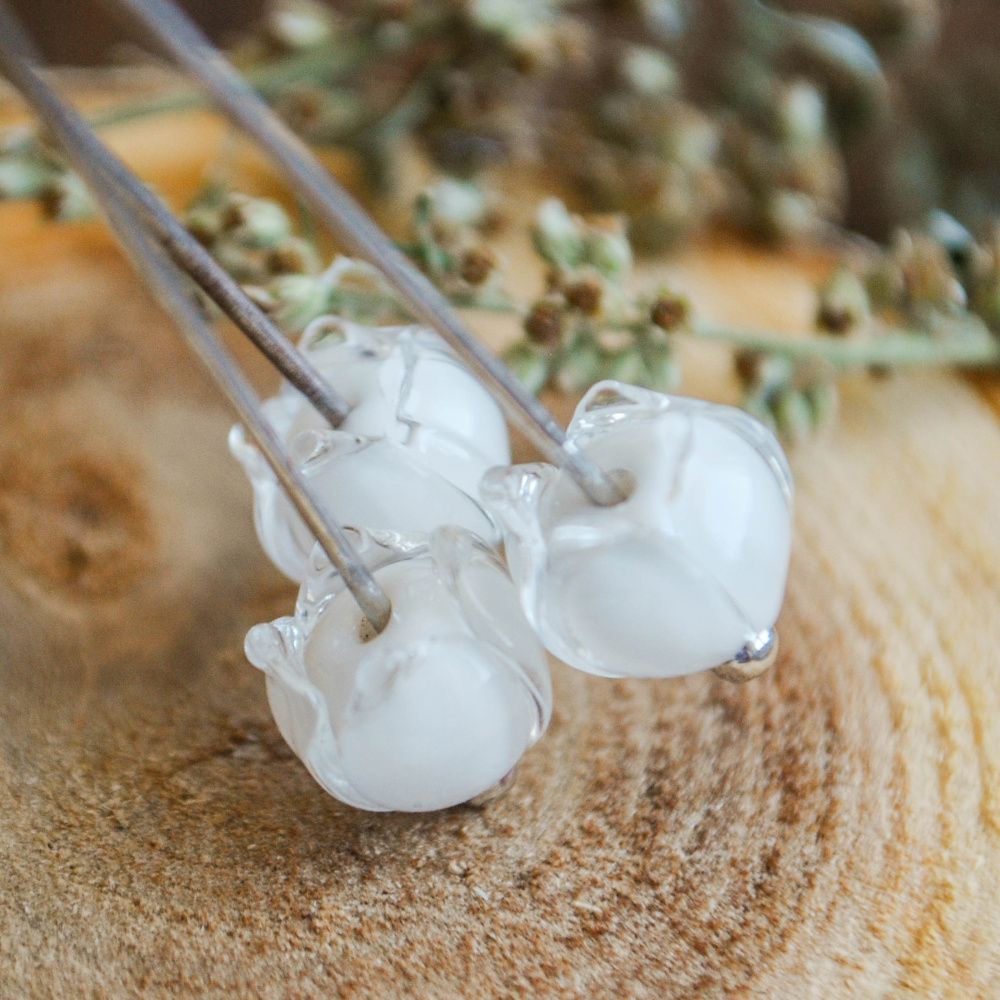 бусина, мурано "ландыш", белый, 7х7 мм