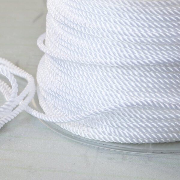 шнур витой из нейлона, цвет белый, 1.5 мм