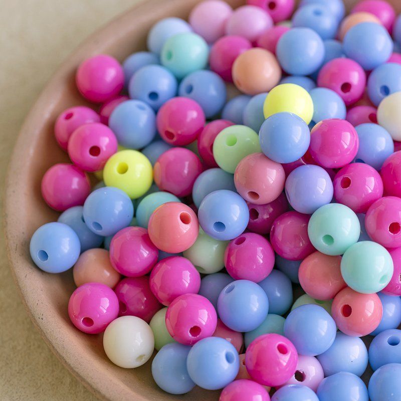 бусина, акрил "пастель", цветовой микс, 10х9 мм