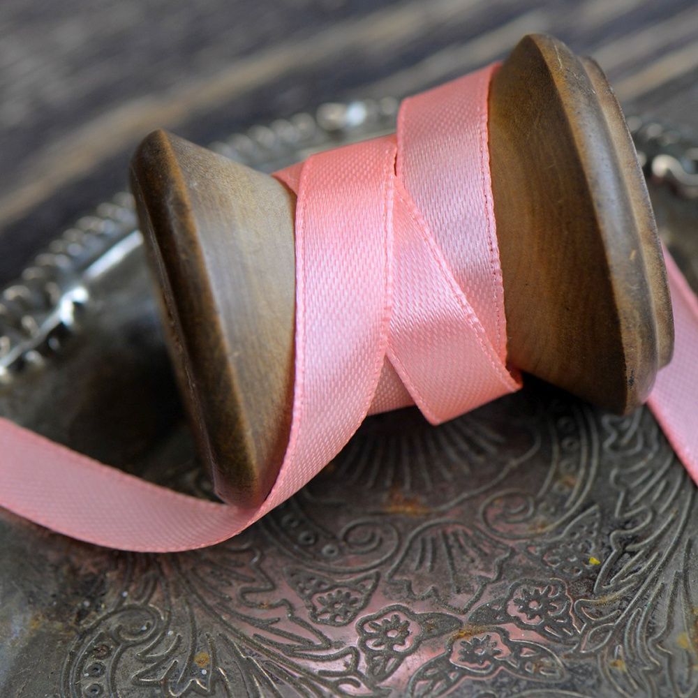 лента, атлас, цвет розовый, ширина 10 мм ленты