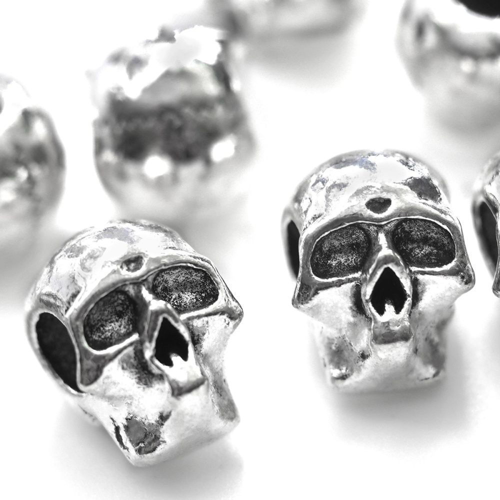 ес бусина металл "черепушка", цвет античное серебро, 13x10x11 мм