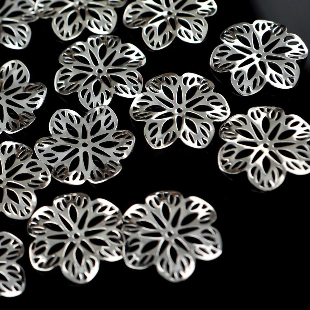 коннектор "филигрань анемон", цвет платина, 21x2 мм 