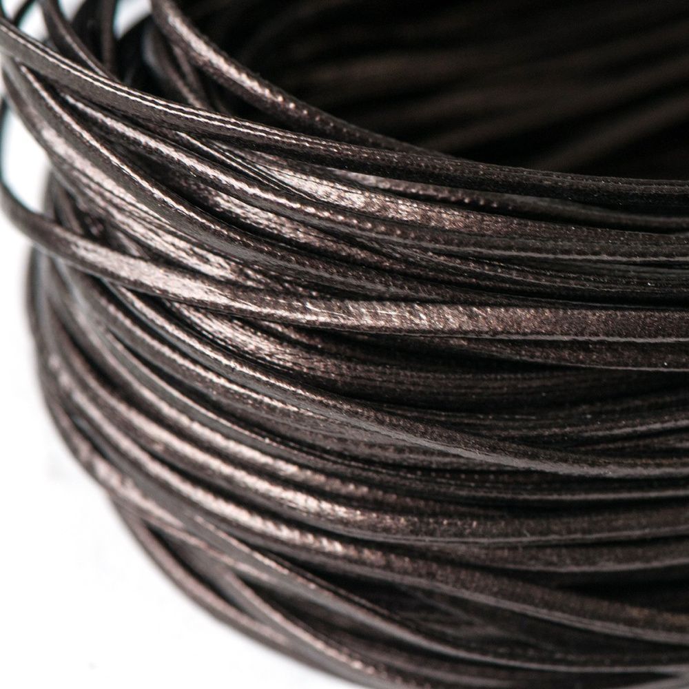 шнур, имитация кожи, плоский, цвет коричневый, 2х1 мм