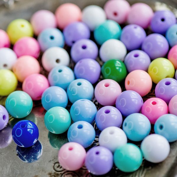 бусина, акрил "пастель", цветовой микс, 12 мм