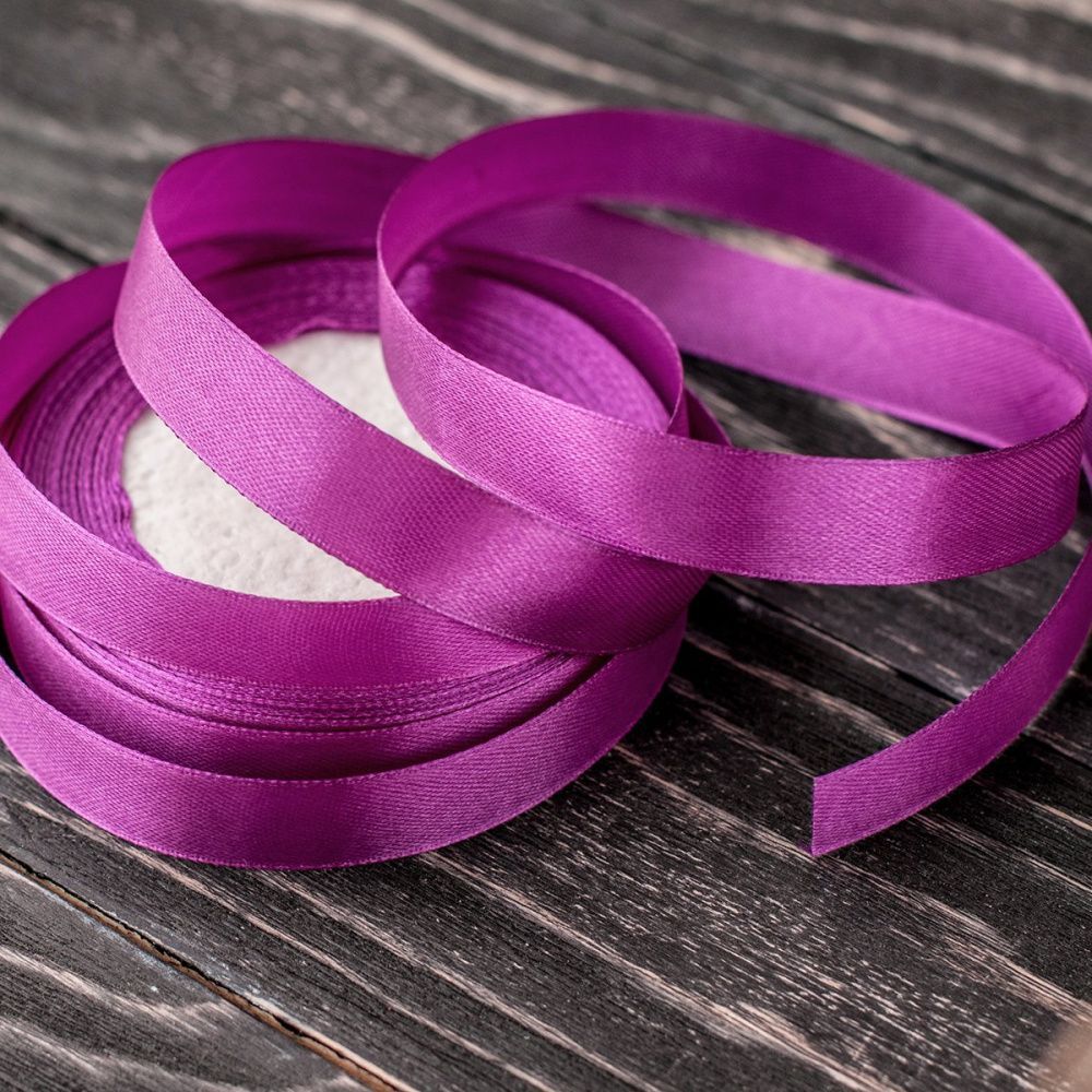 лента, атлас цвет фуксия, ширина 15 мм ленты