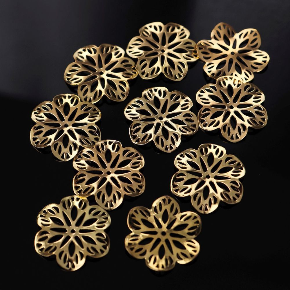 коннектор "филигрань анемон", цвет золото, 21x2 мм 