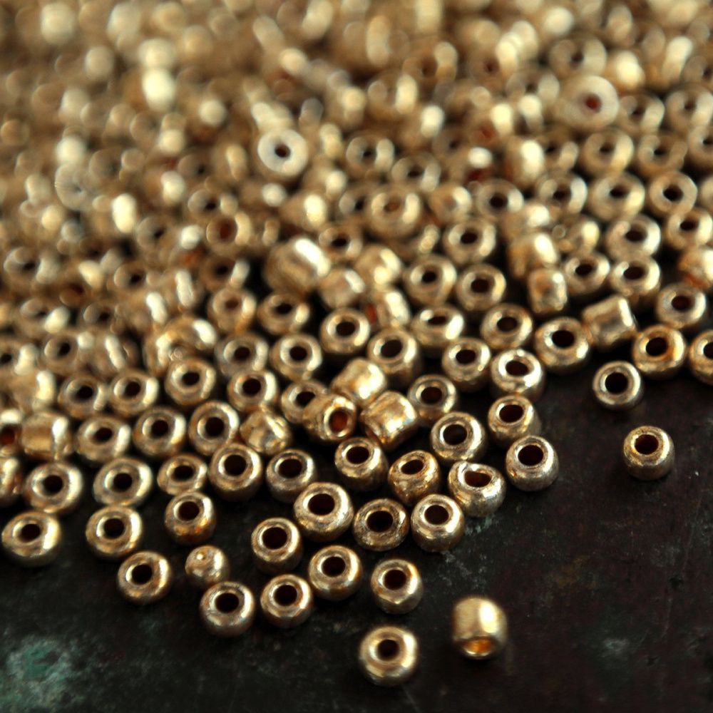 бисер "радуга", цвет металлик золото, 12/0 (уп 7 г)