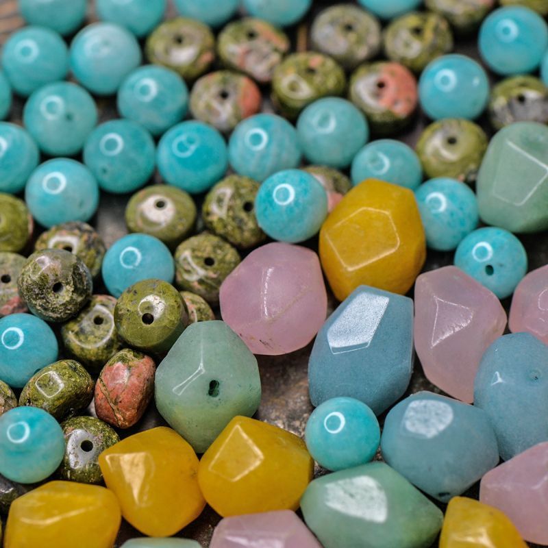 микс из натуральных камней, цветовой и размерный микс (уп 20 г)