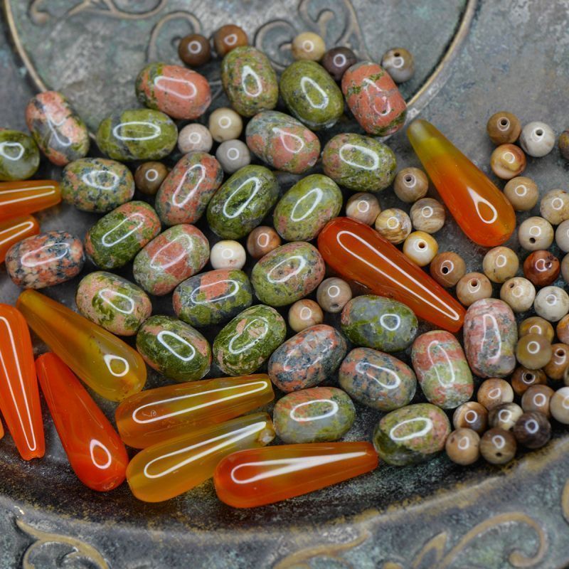 микс из натуральных камней, цветовой и размерный микс (уп 20 г)