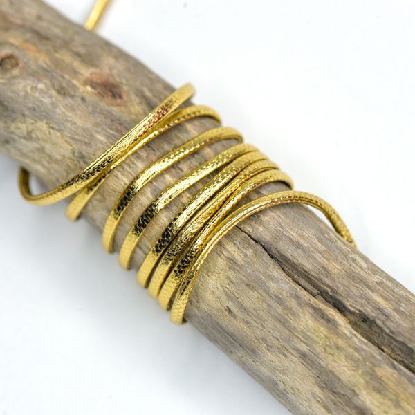 шнур, имитация кожи, плоский, цвет ярко-золотой, 2х1 мм