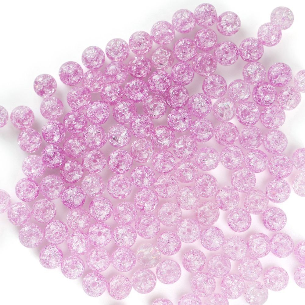 бусина, стекло "кракле", цвет светло-сливовый, 6 мм