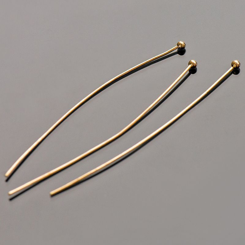 пины с шариком, позолота,  50x0.8 мм