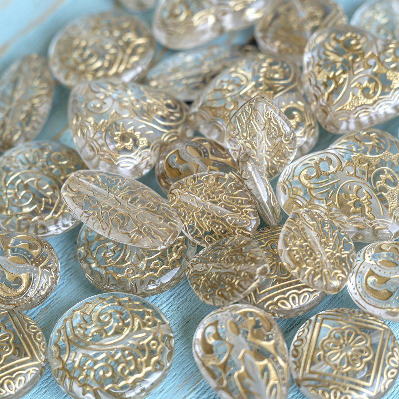 микс акриловый разной формы "золотой ажур", цвет прозрачный