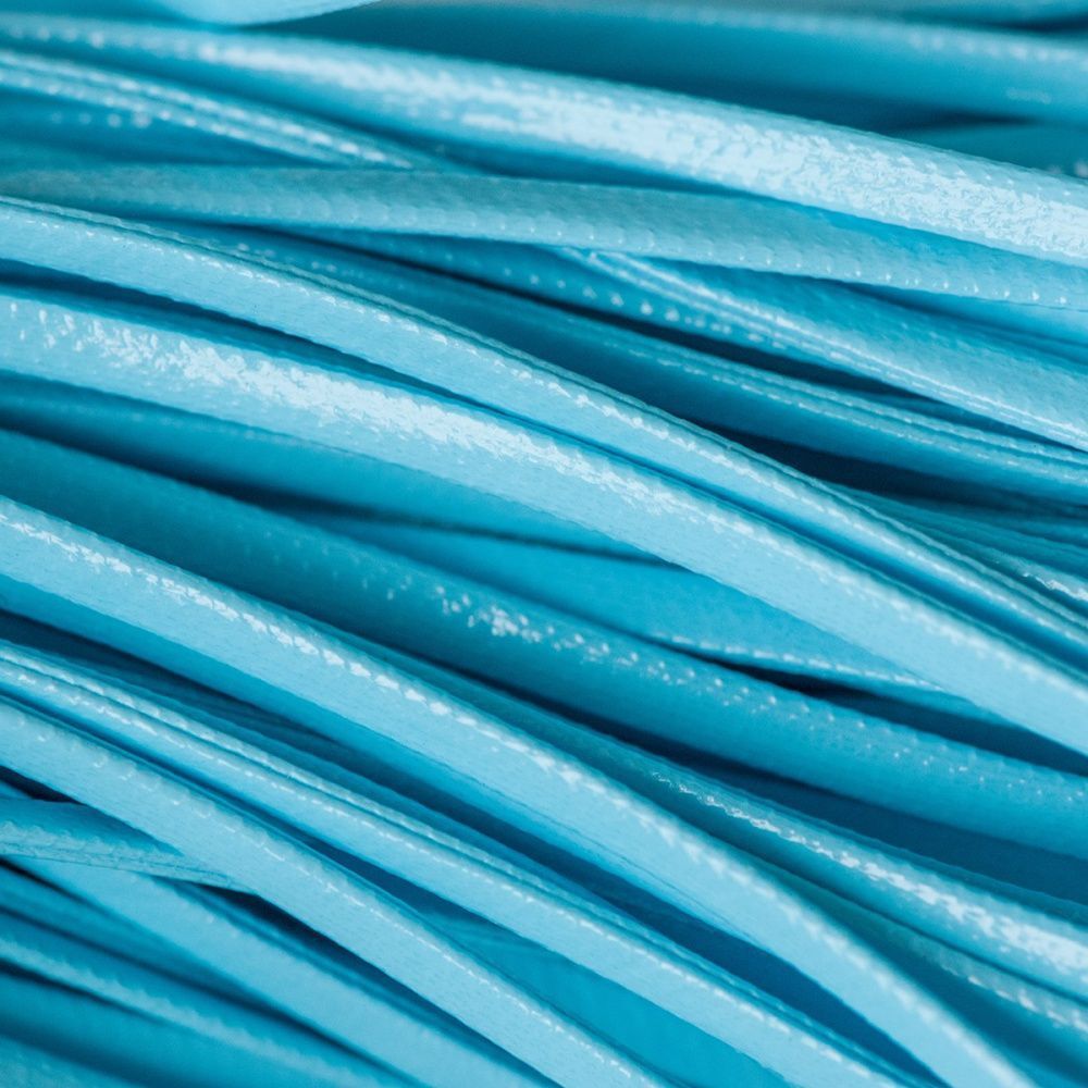 шнур, имитация кожи, плоский, цвет голубой, 2х1 мм