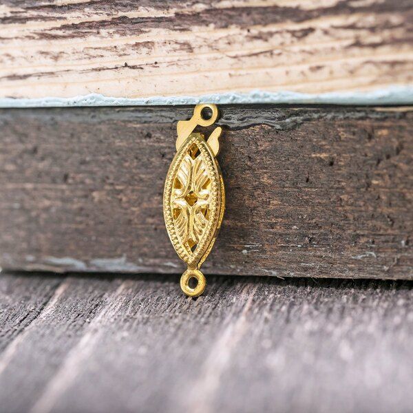 замочек-рыбка для жемчуга, цвет золото, 7x20x2.8 мм