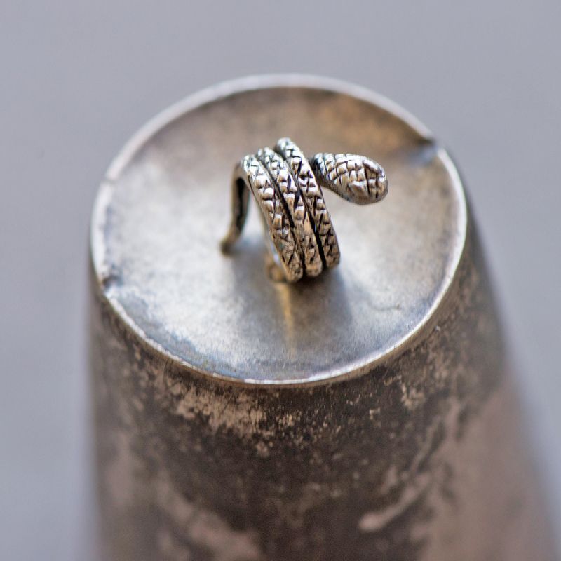 ес бусина металл "змейка", цвет античное серебро, 10x9 мм