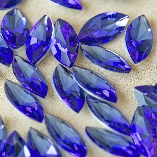 кабошон стекло кристалл, navette, цвет lt.sapphire, 18х9 мм