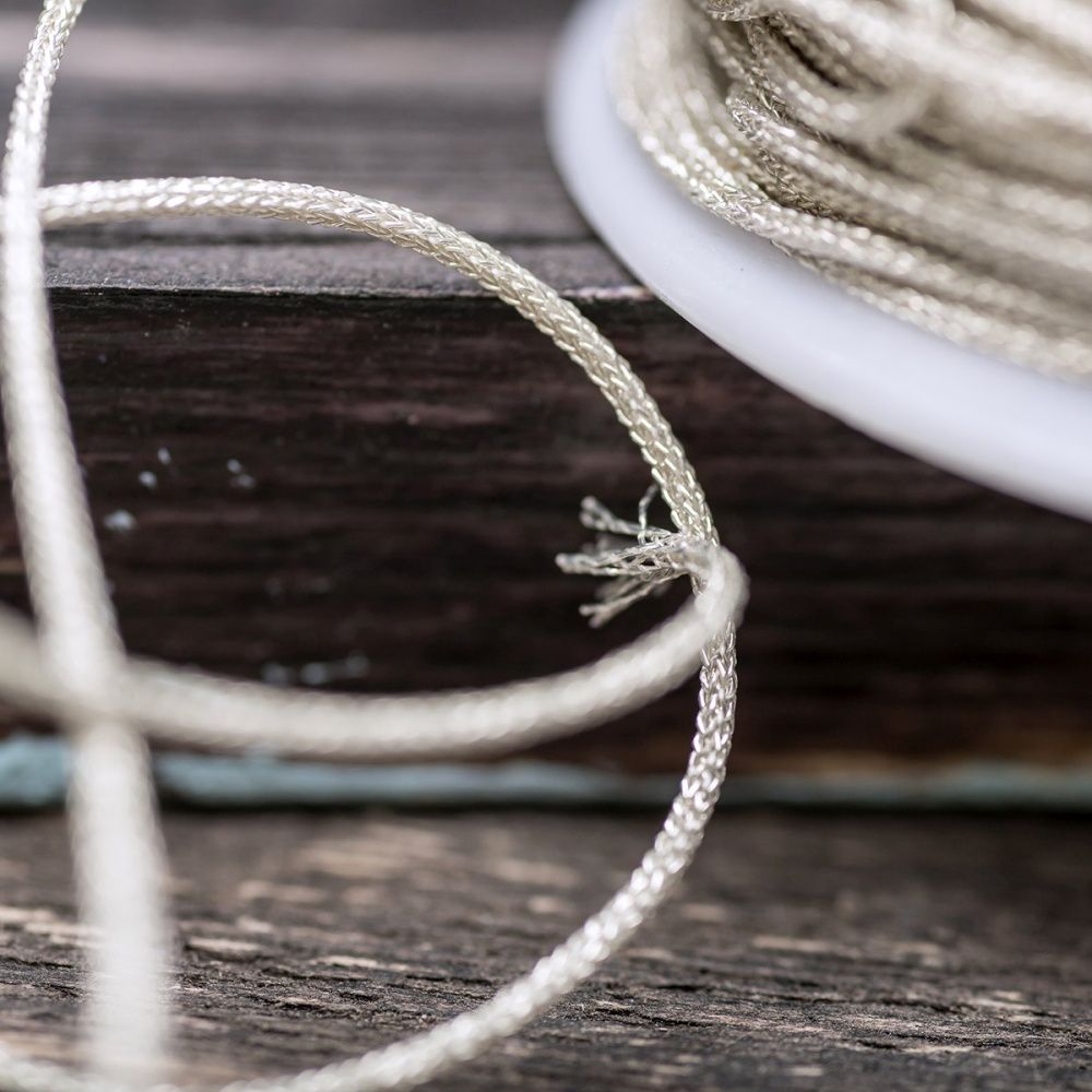 шнур нейлоновый, металлик, цвет серебро, 1 мм