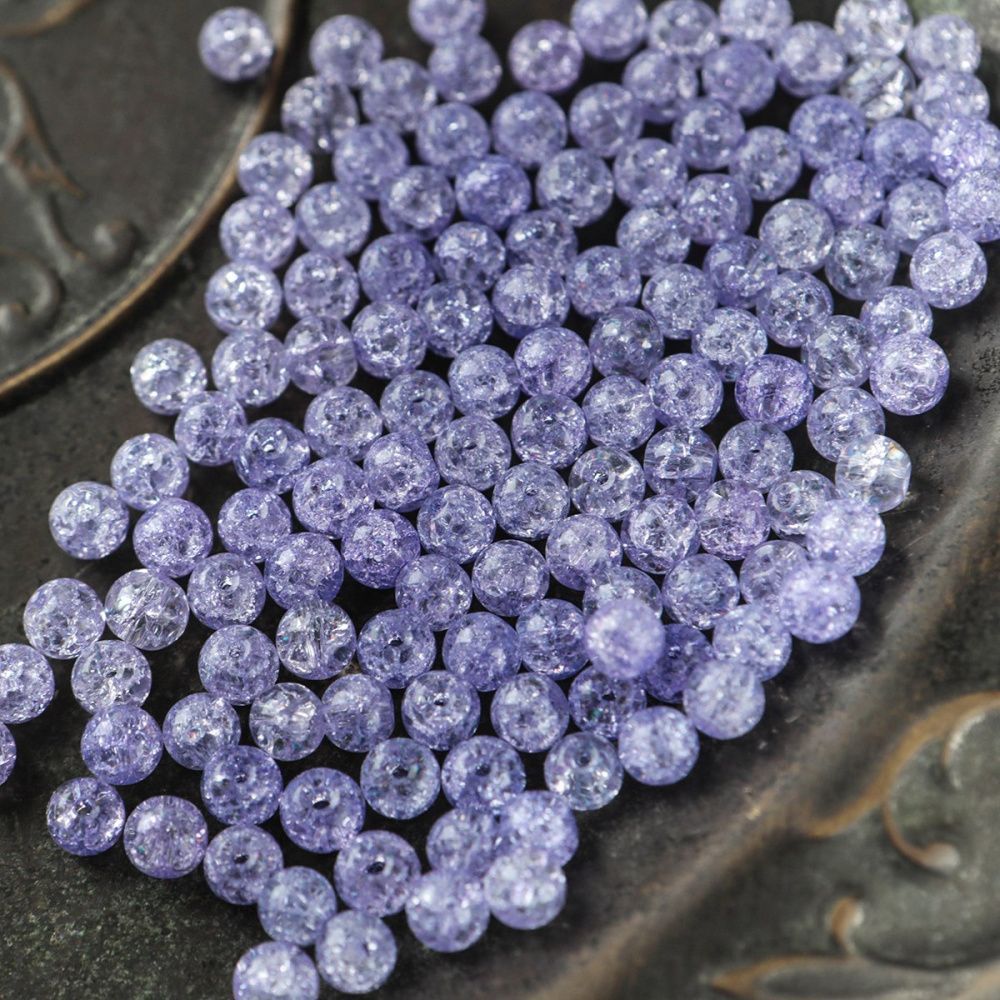 бусина, стекло "кракле", цвет сиреневый, 6 мм