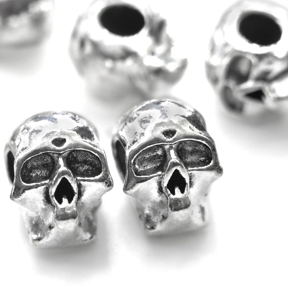 ес бусина металл "черепушка", цвет античное серебро, 13x10x11 мм
