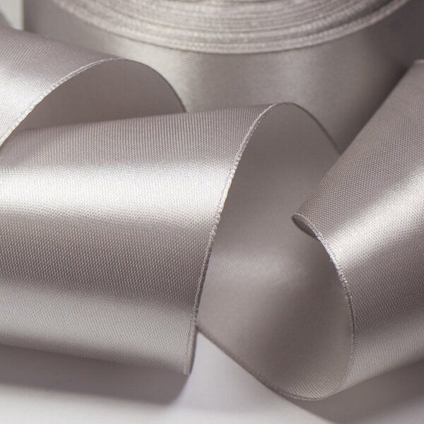 лента, атлас, цвет жемчужно-серый, ширина 50 мм ленты