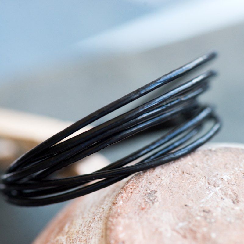 шнур кожаный, цвет черный, диаметр 1.5 мм