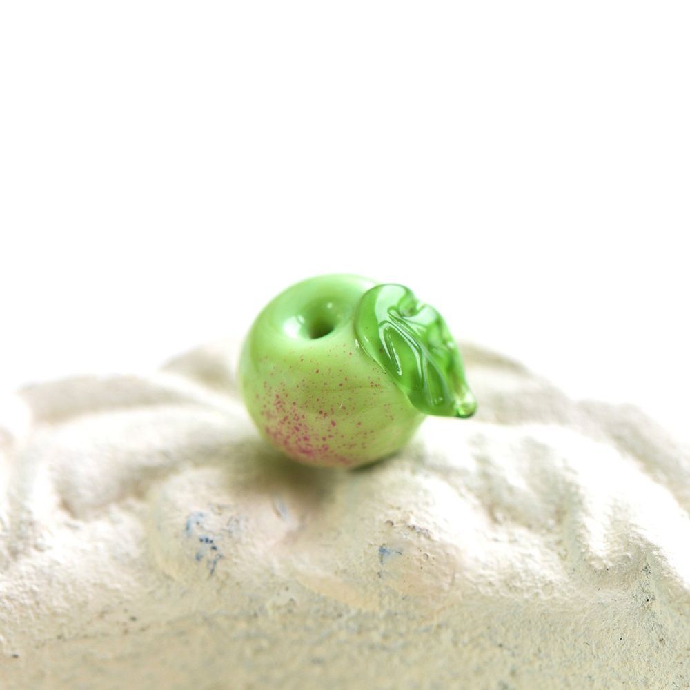 бусина, мурано "яблоко", зеленый, 15х14 мм